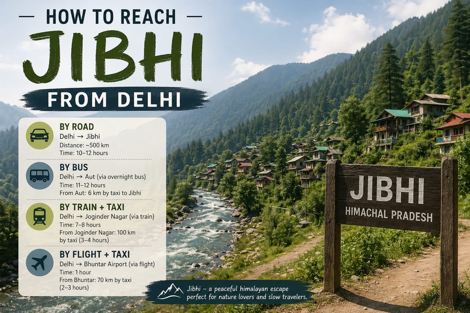 How to Reach Jibhi from Delhi: Bus, Car, Train & Flight Guide